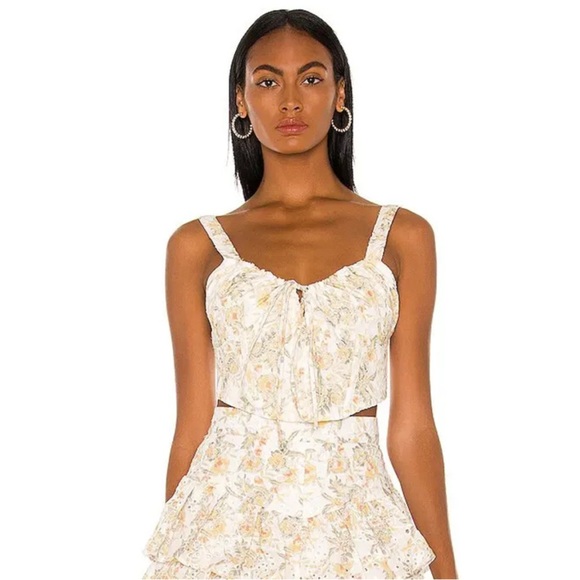 Bardot Tops - Bardot Broderie Floral Eyelet Corset Crop Top 10/L Tie Front Sweetheart Neck NWD